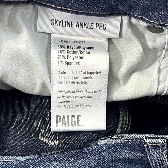 Paige Skyline Ankle Peg Jeans Womens 29 Skinny Mid-Rise Stretch Blue Denim - Picture 5 of 8